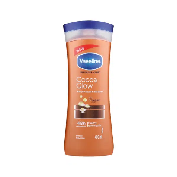 لوسیون بدن کاکائو وازلین مدل Cocoa Glow حجم 400 میلی لیتر